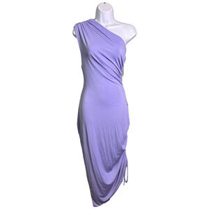 NWT Shades of Rose One Shoulder Rushed Bodycon Midi Dress Womens Medium Lavender